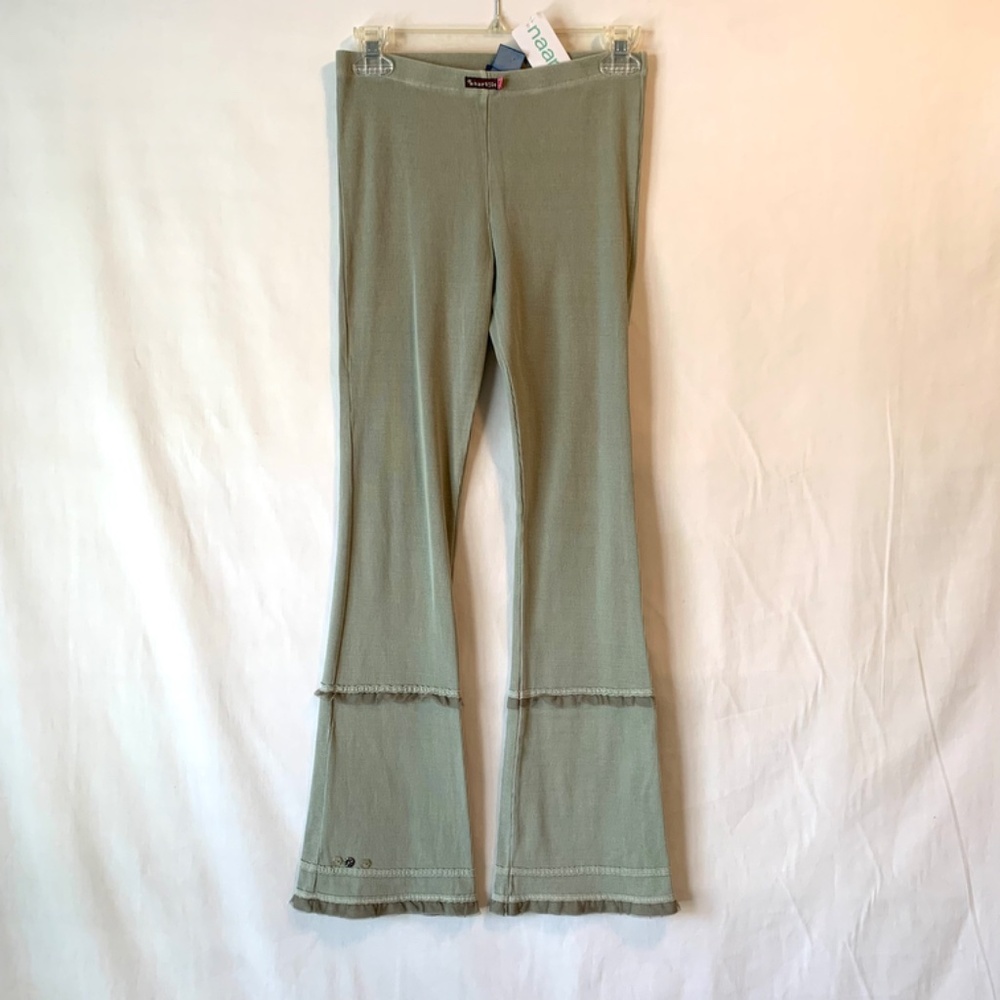 Naartjie Girls Olive Green Ribbed Ruffled Leggings Size 10/12